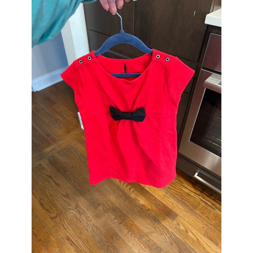 Gymboree Olivia Collection red‎ dress black bow girls size 6